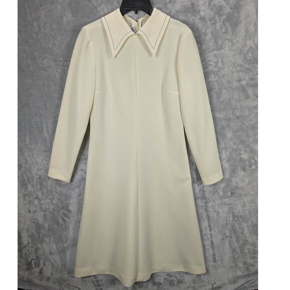 Vintage Fred Rothschild Dress Womens 12 Ivory Long Sleeve Detachable Capelet - Picture 6 of 14